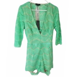 Haute & Rebellious Size M Turquoise Romper Lace Open Back